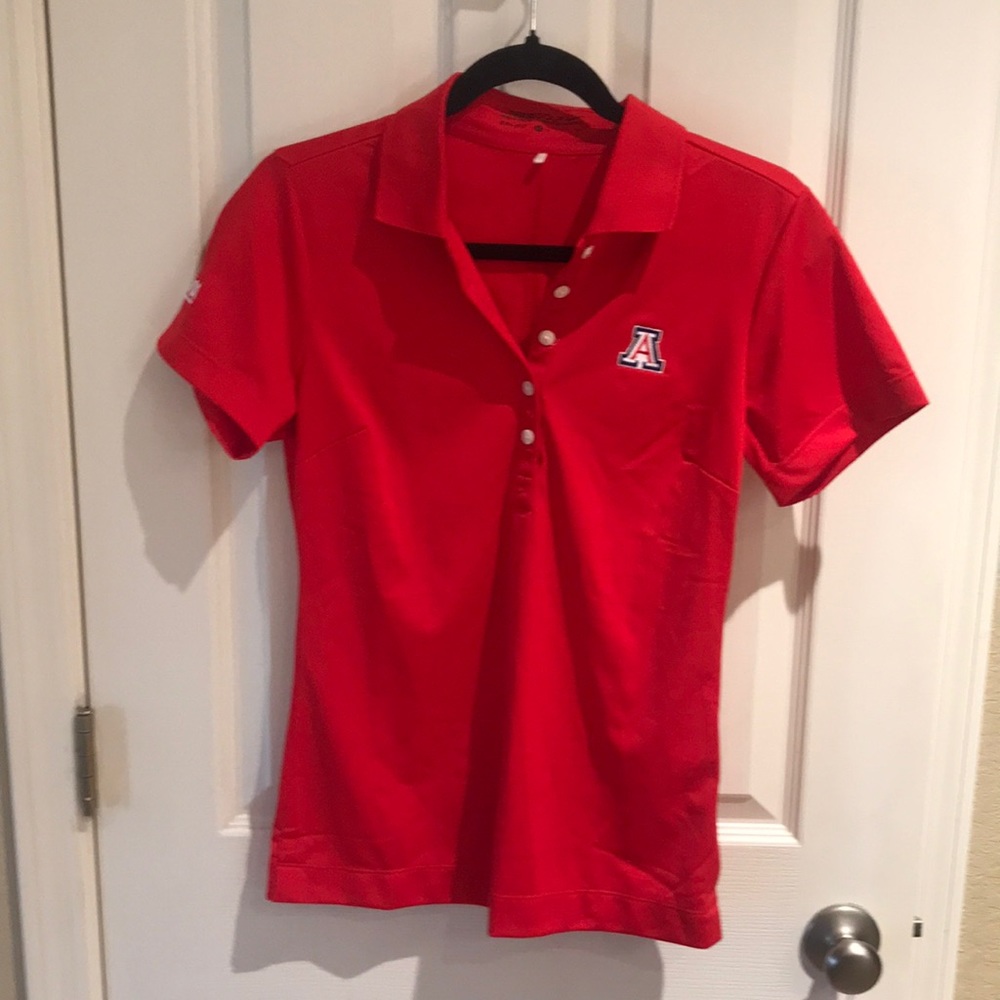 Ladies University of Arizona, red, short sleeve, Nike, golf top, size small. New